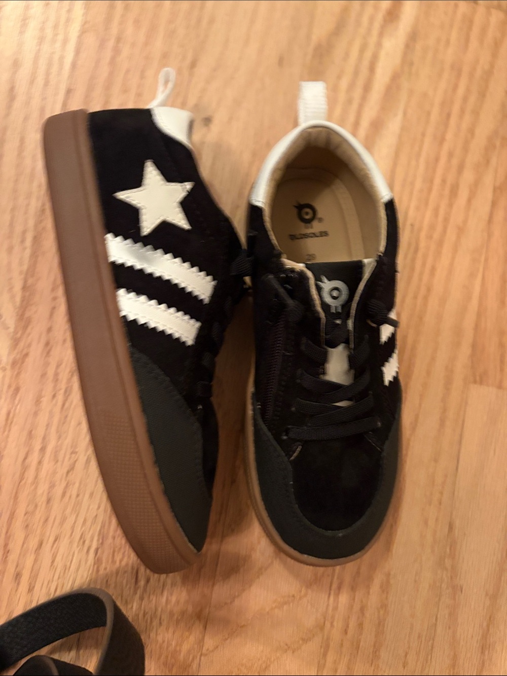 Old Soles Black and White Star Sneakers with Brown Gum Sole